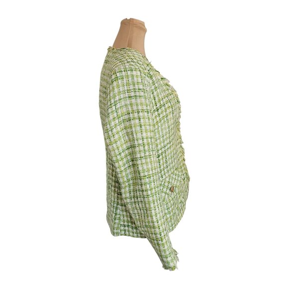 Zara Green Plaid Clueless Tweed Blazer Sz L - Picture 5 of 10